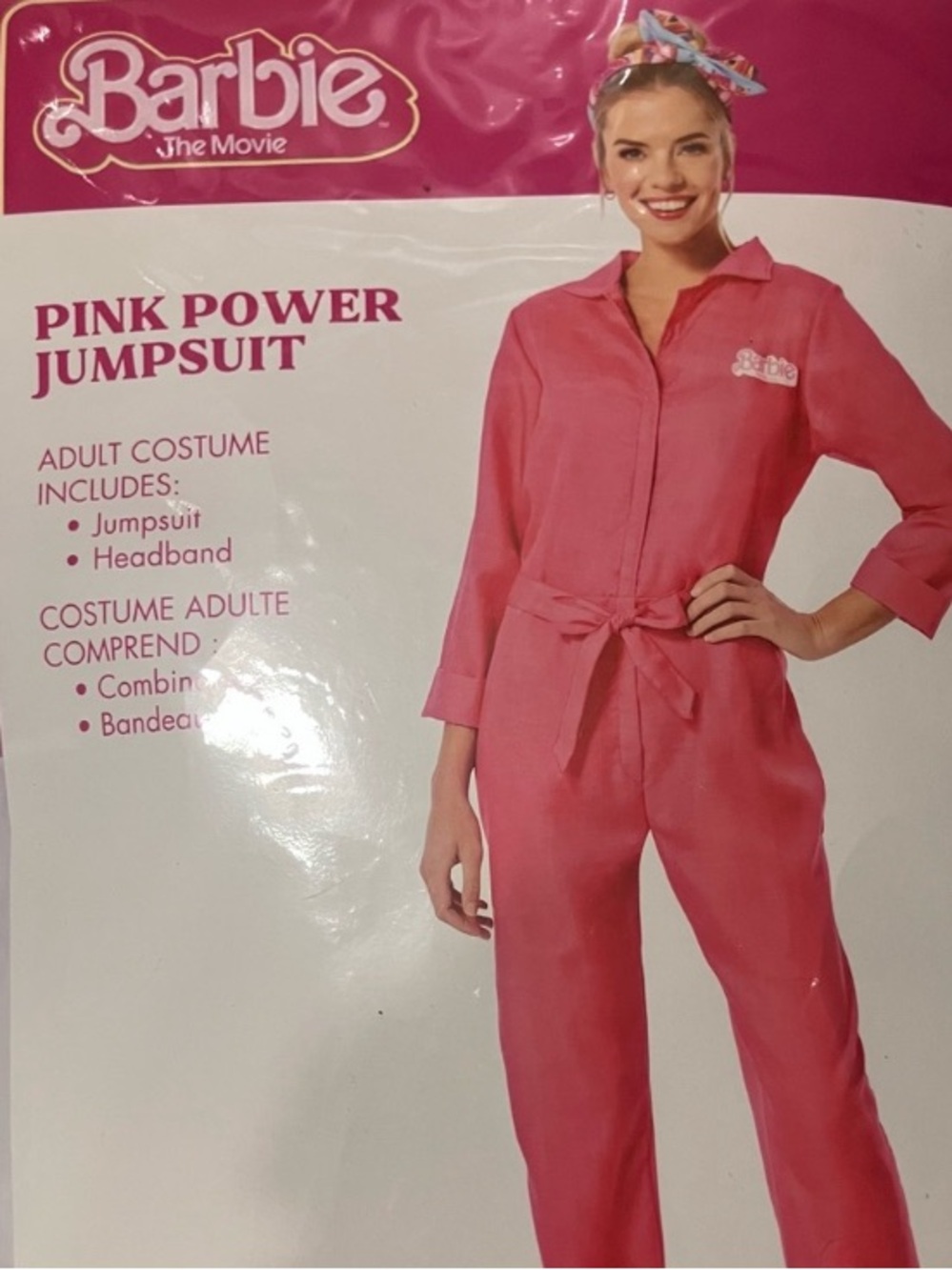 Barbie The Movie Pink Power Jumpsuit Costume Adult Large Headband NIP